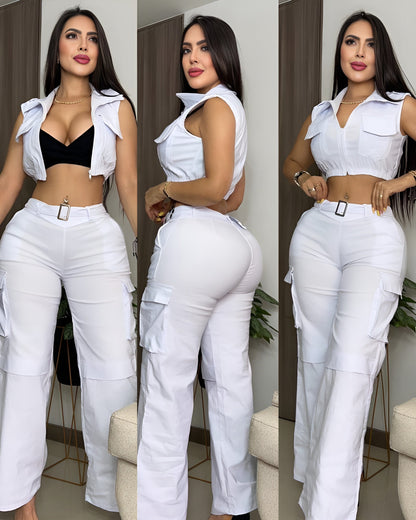 Conjunto Elegante 3 Piezas – Top, Chaleco y Pantalón zymplux