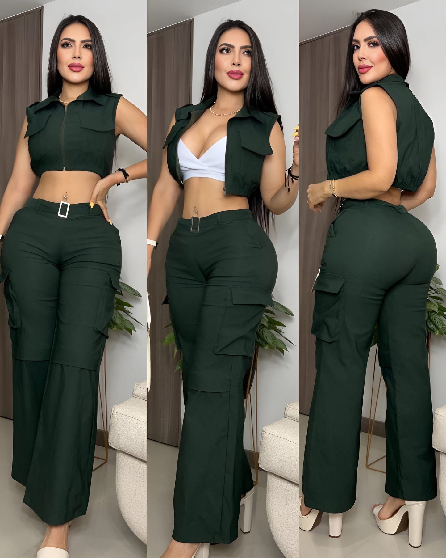 Conjunto Elegante 3 Piezas – Top, Chaleco y Pantalón zymplux