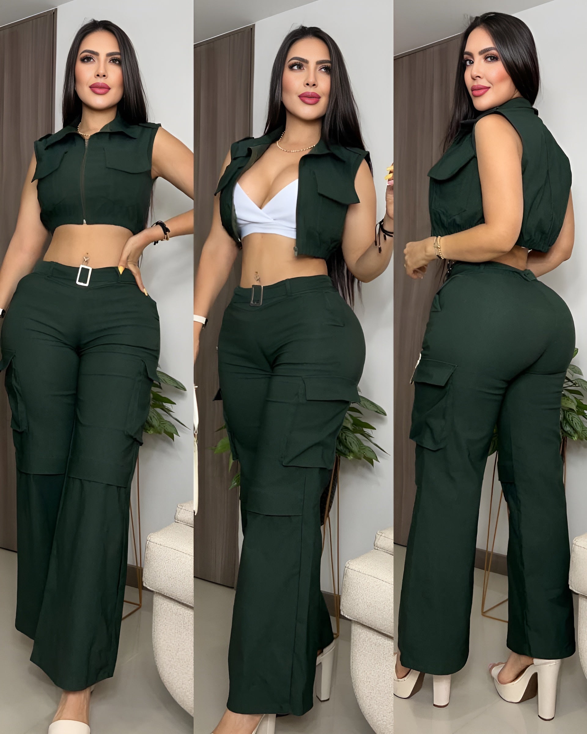 Conjunto Elegante 3 Piezas – Top, Chaleco y Pantalón zymplux