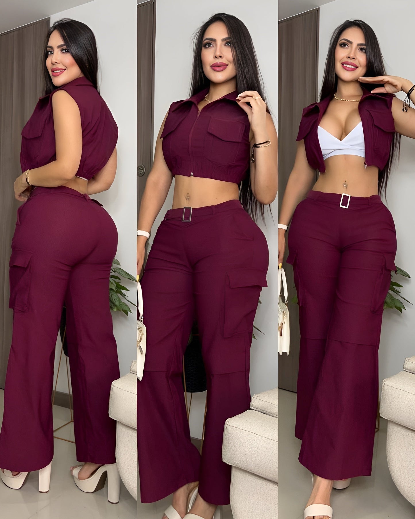 Conjunto Elegante 3 Piezas – Top, Chaleco y Pantalón zymplux